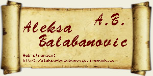 Aleksa Balabanović vizit kartica